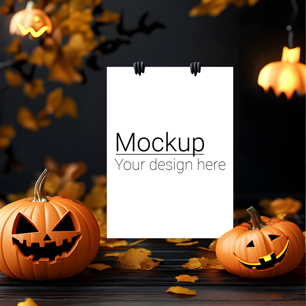 Postcard layout on Halloween background psd