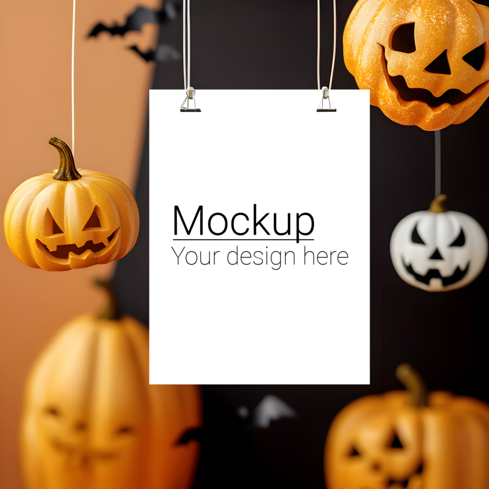 Postcard layout on Halloween background psd
