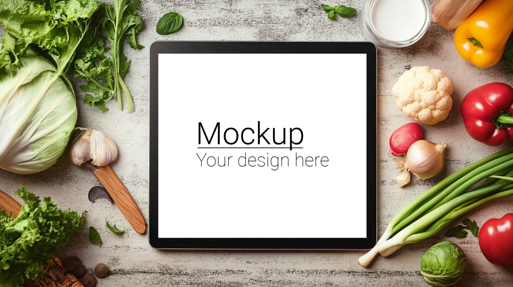 Tablet pc with mockup on the table psd