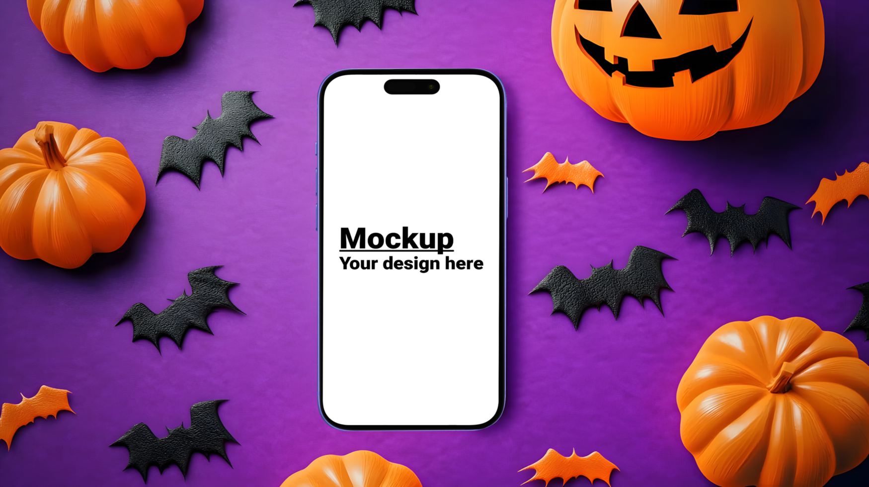 Mockup of a phone on a Halloween background psd