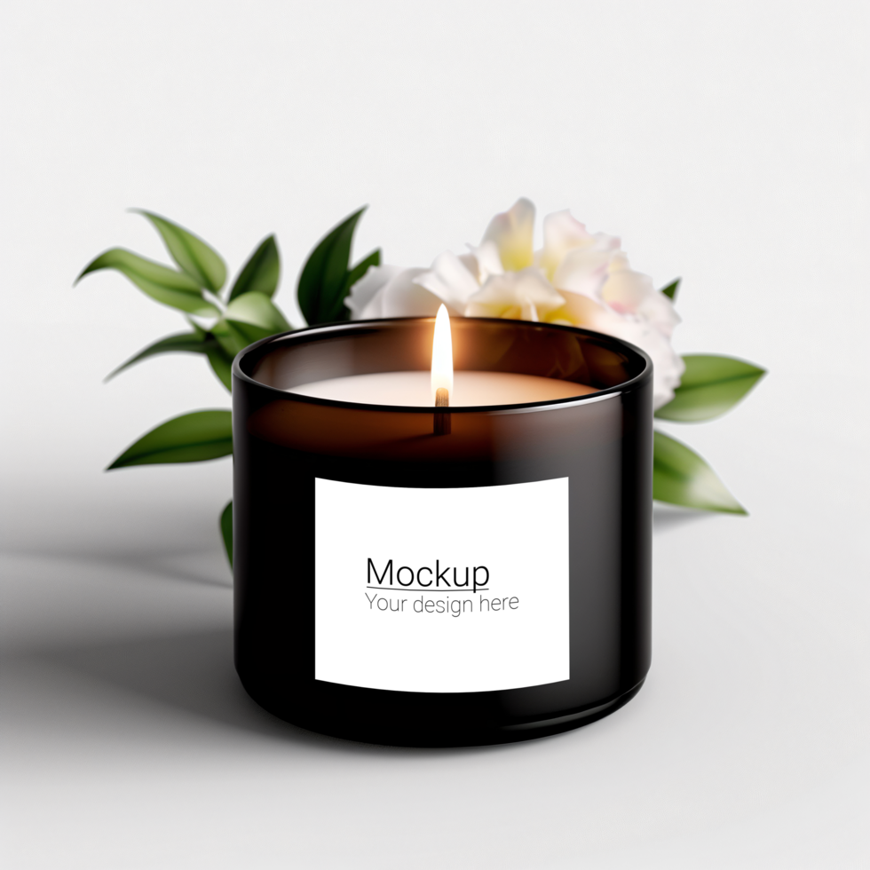 Mockup of a candle label on a calm and gentle background psd