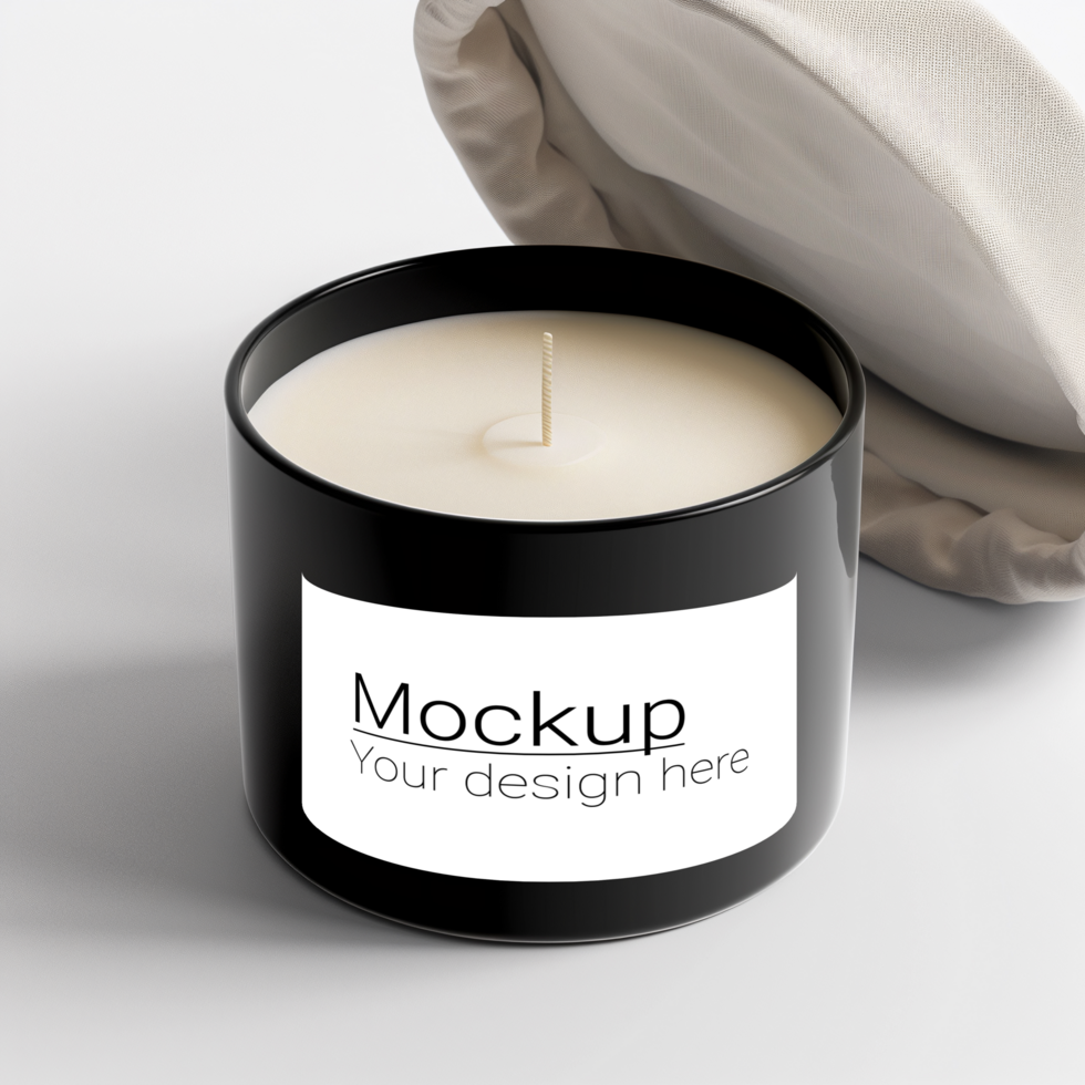 Mockup of a candle label on a calm and gentle background psd