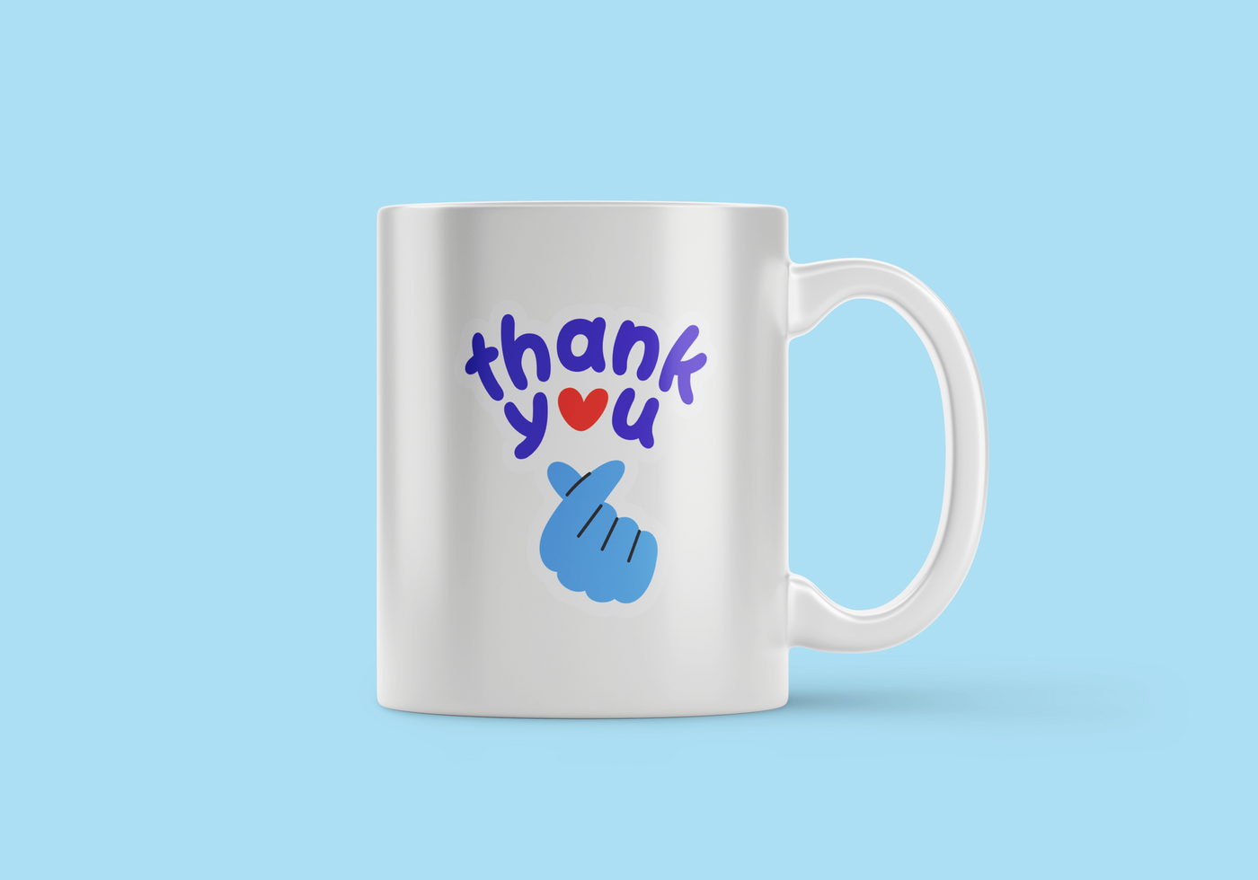 Mug on blue background mock up psd