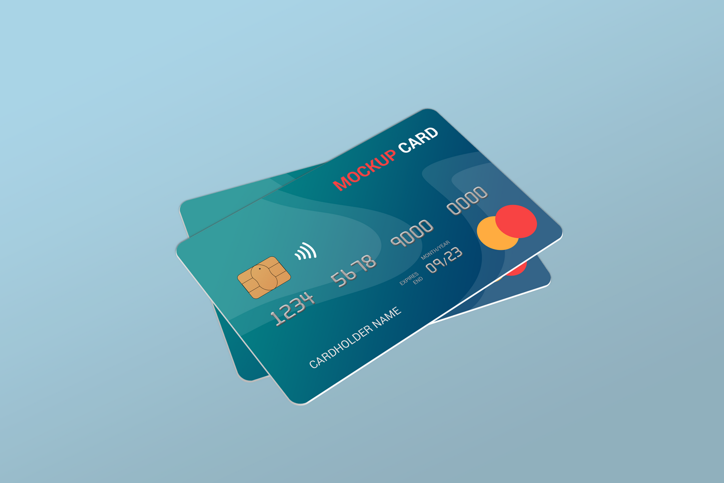 Two Smart Card, Debit Card, Plastic card Mockup psd