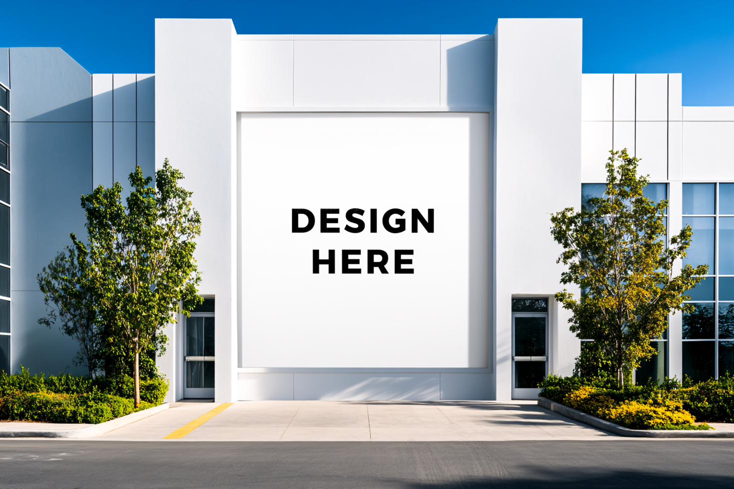 Large billboard mockup on building wall for announcement and promotional media psd