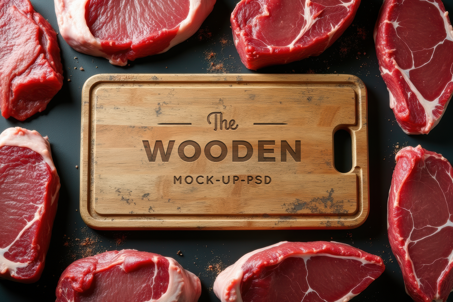 Mockup of wooden cutting board psd