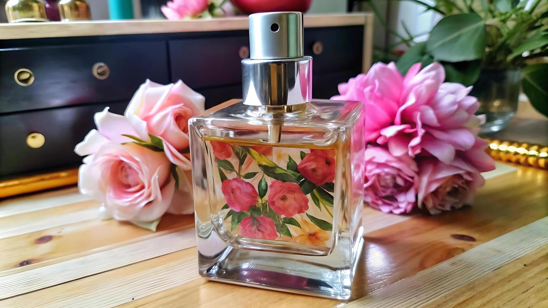 Beautiful Perfume Bottle Mockup photo