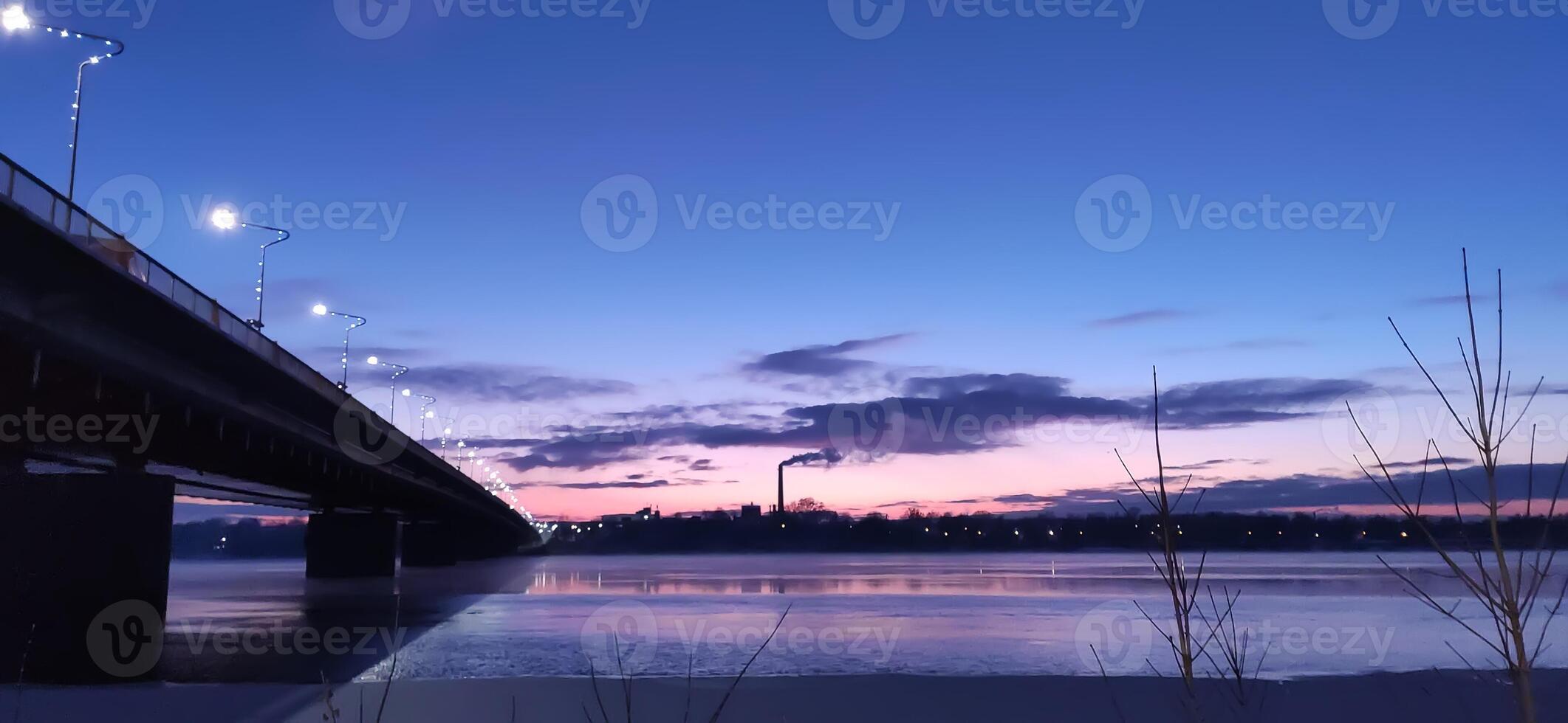 Scenic winter landscape. Sunset scenic view. photo