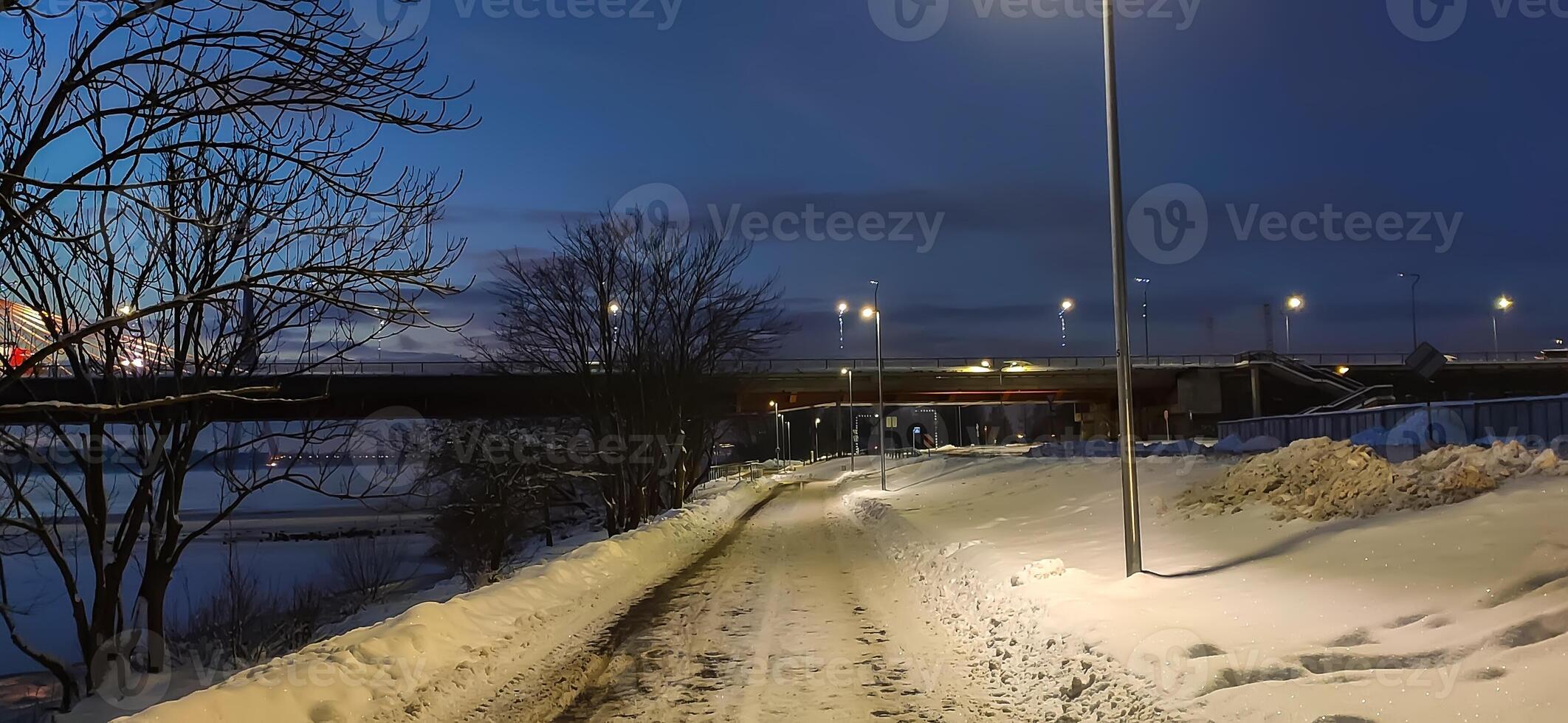 Scenic winter landscape. Sunset scenic view. photo