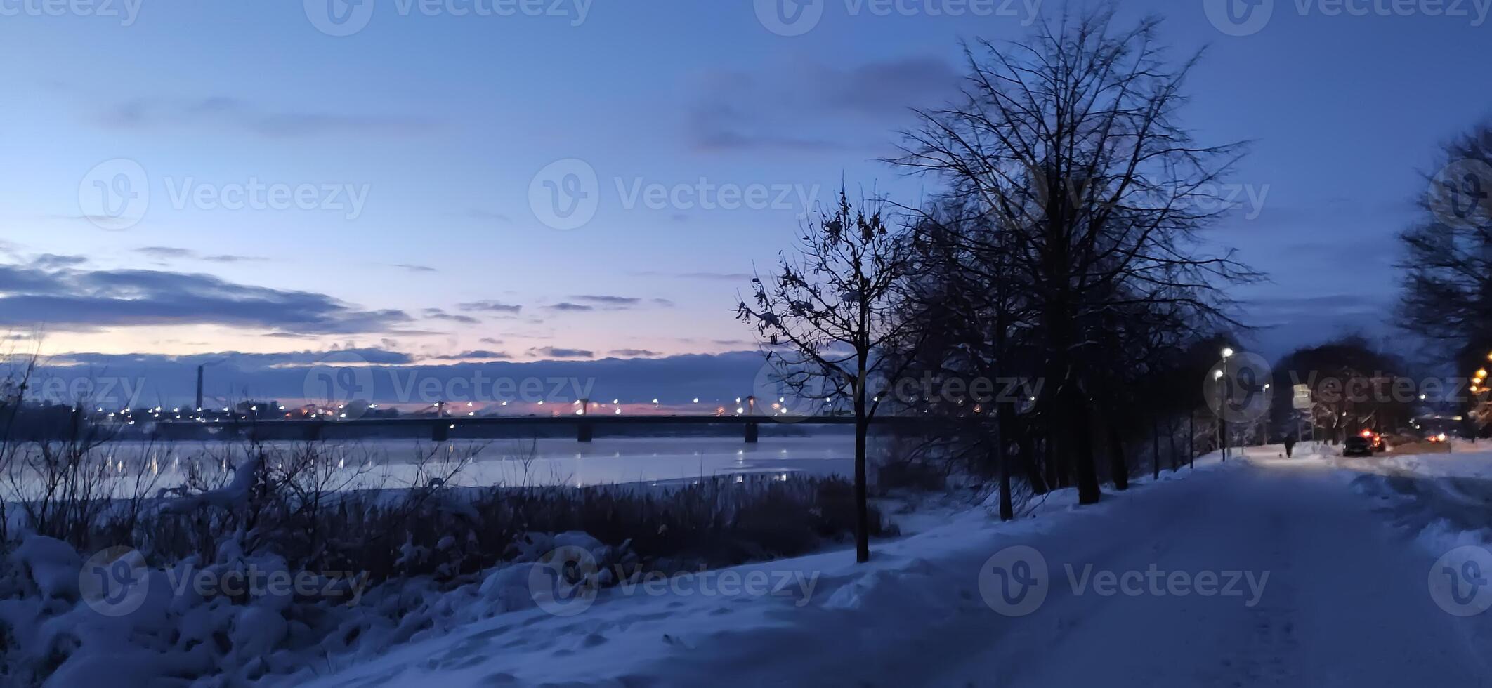 Scenic winter landscape. Sunset scenic view. photo