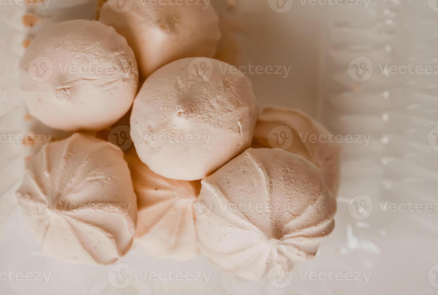 Delicious sweet zephyr marshmallows close up. photo