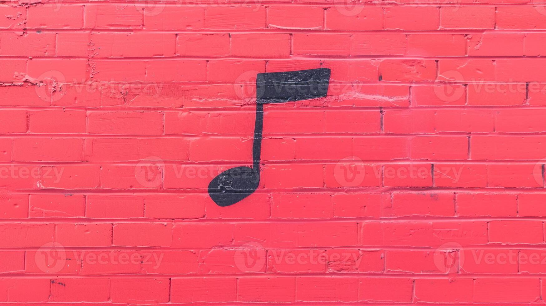 Music Note Graffiti on Bright Red Brick Wall - Bold Urban Art Design Concept with Musical Symbol against Vibrant Background for Contemporary Creative Projects photo