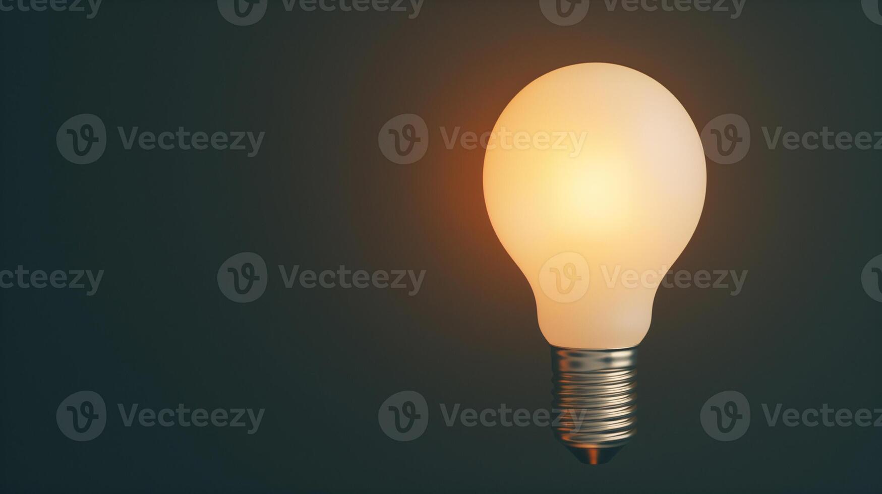 Glowing Light Bulb on Dark Background, Minimalist Design, Conceptual Image, Energy Efficiency, Illumination Idea, Copy Space for Text, Business Innovation photo