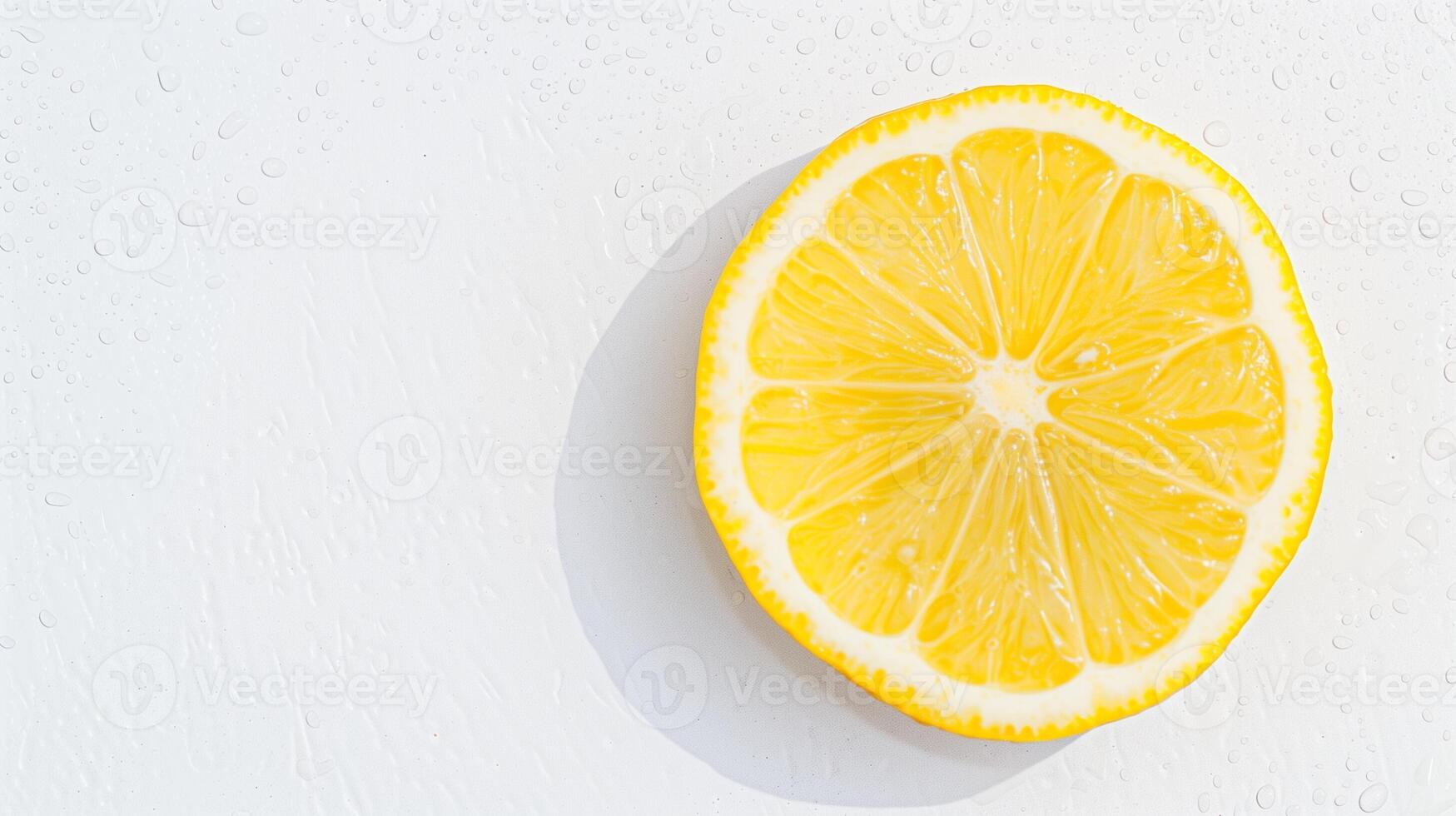 A slice of lemon on a white surface photo
