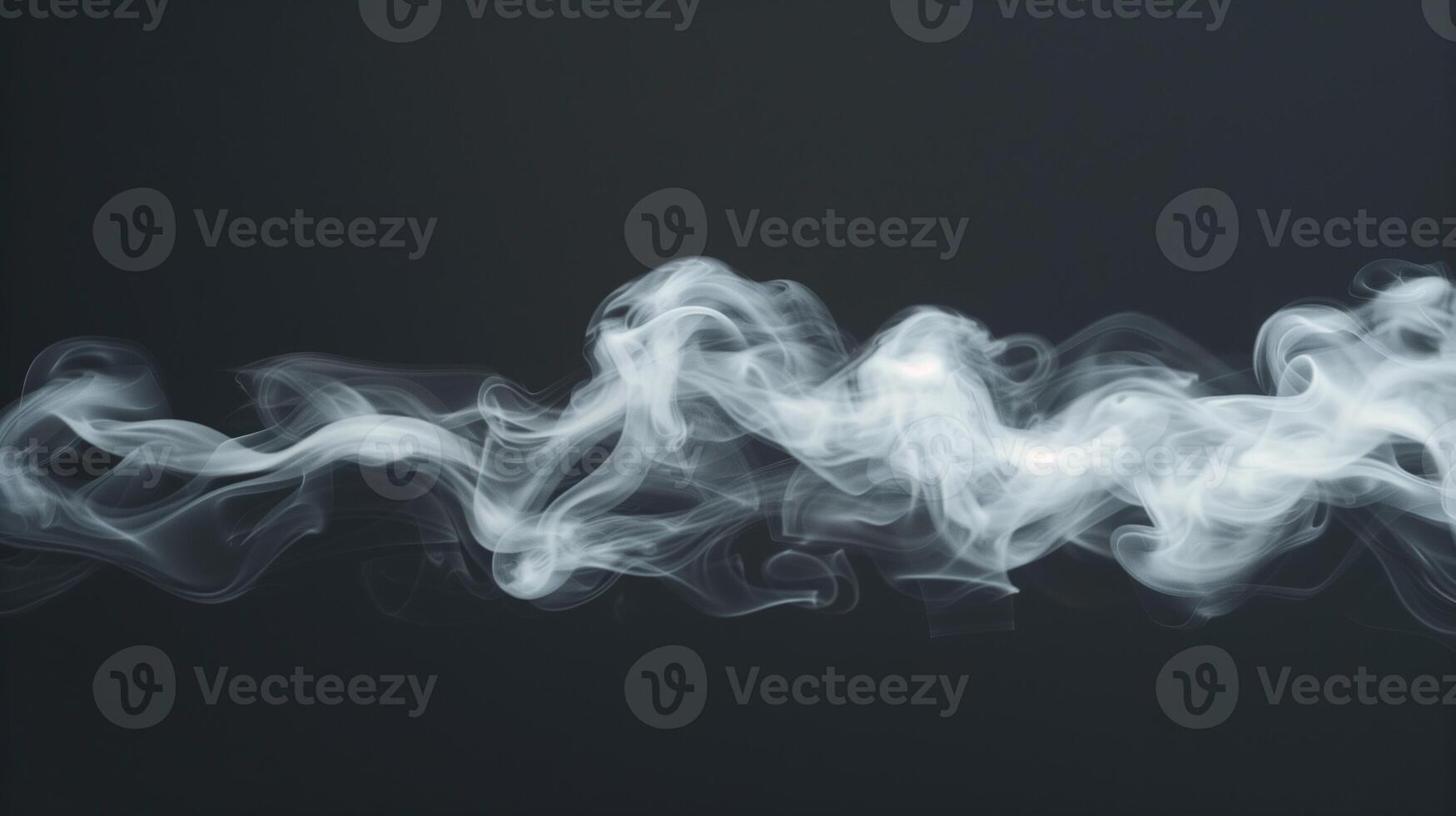 Abstract Image of Swirling White Smoke Patterns Against Dark Black Background Reflecting Ethereal Movement and Minimalistic Design Perfect for Meditation, Relaxation Zen Concepts and Artistic Projects photo