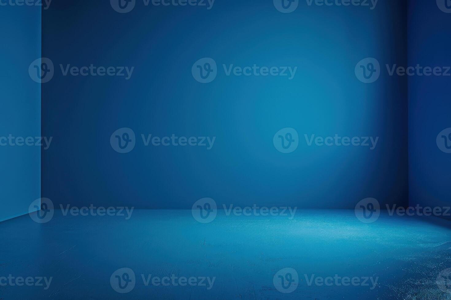 Empty blue room with reflective flooring and soft lighting in a spacious environment photo