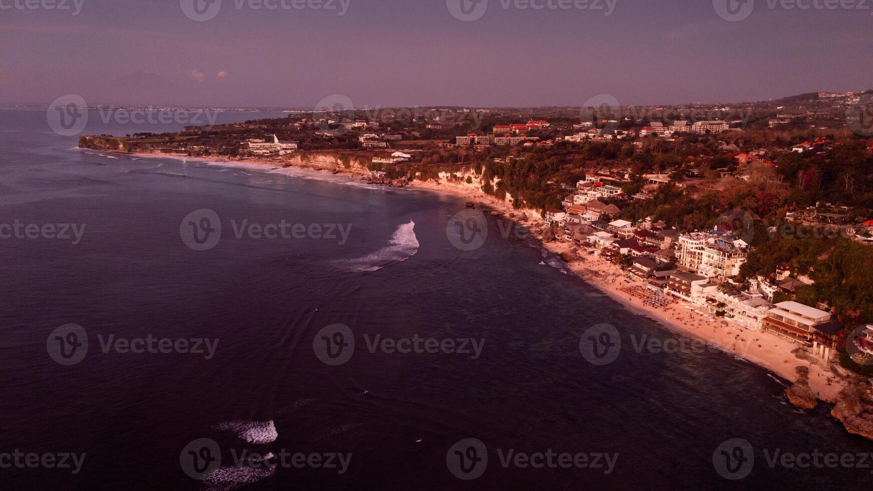 Coastline landscape of Bingin beach in the twilight evening photo