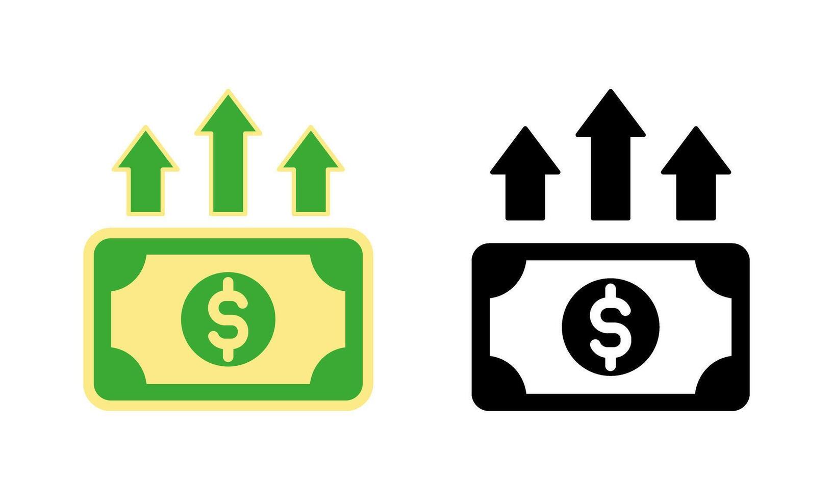money with arrow up icon vector
