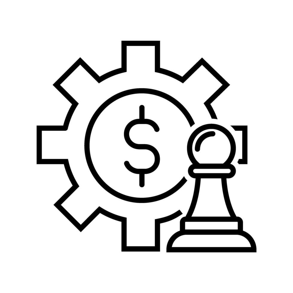 chess pawn with cogwheel and money icon vector