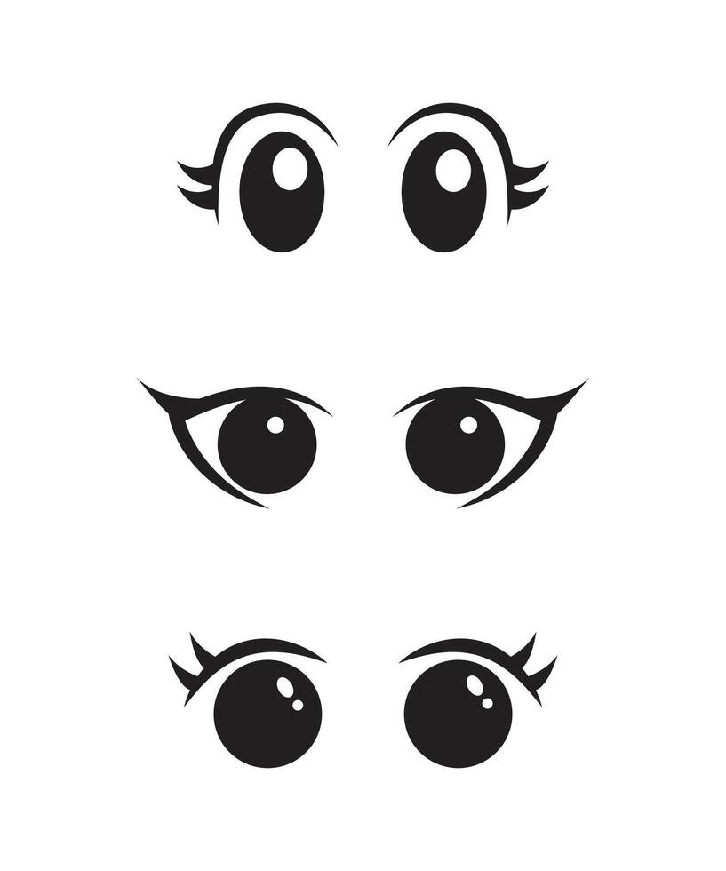 Anime eyes cartoon for element, facial expression, face and emotion vector