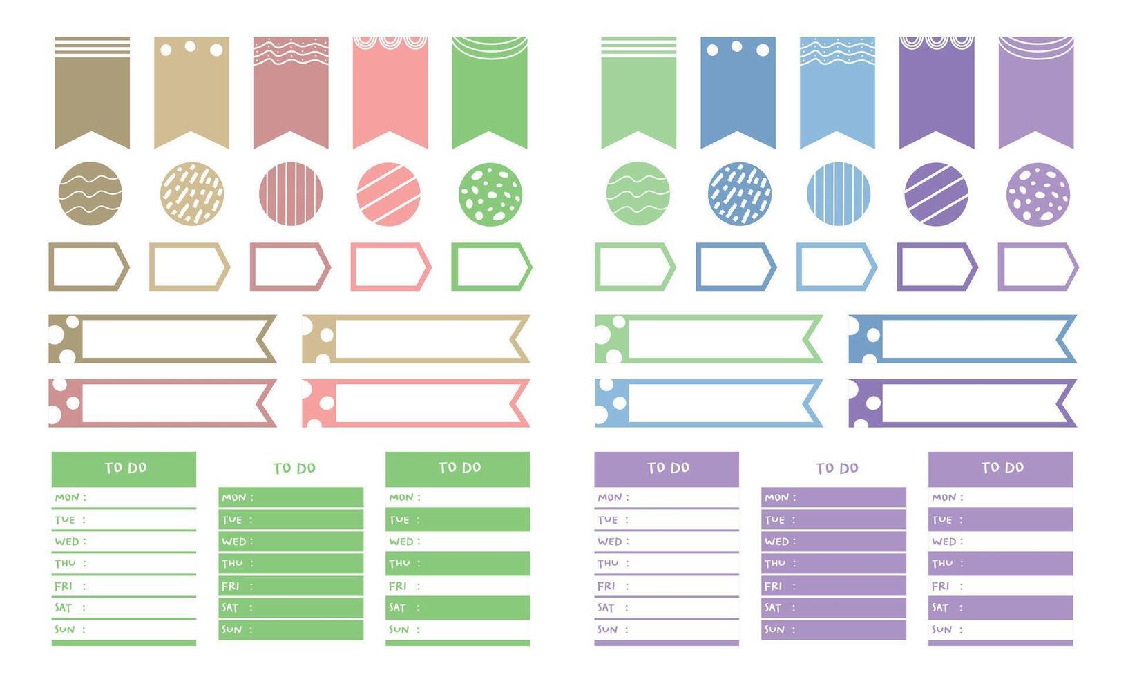 Set of modern simple banner ribbons. Decorative printable, scrapbook, stickers and more. vector