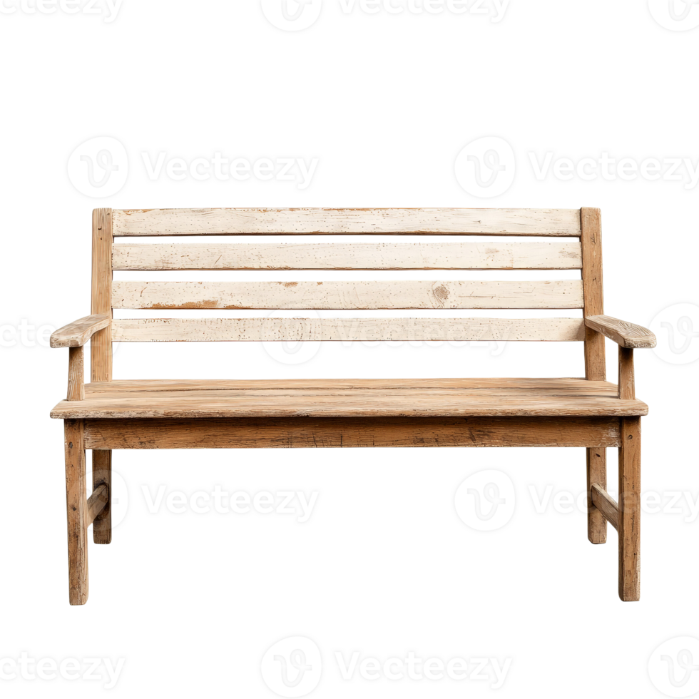A Beautiful Rustic Wooden Bench, Perfect for Tranquil Gardens or Cozy Outdoor Spaces, Inviting Relaxation and Reflection png
