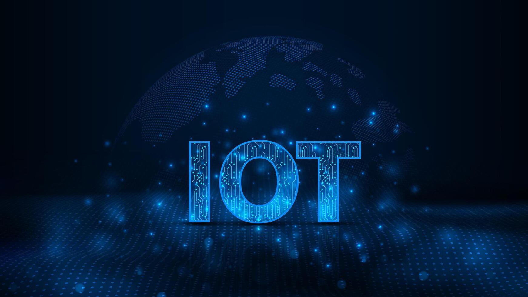 Futuristic Internet of things concept. IOT design. Global network connection. Wave dots abstract digital technology background. vector