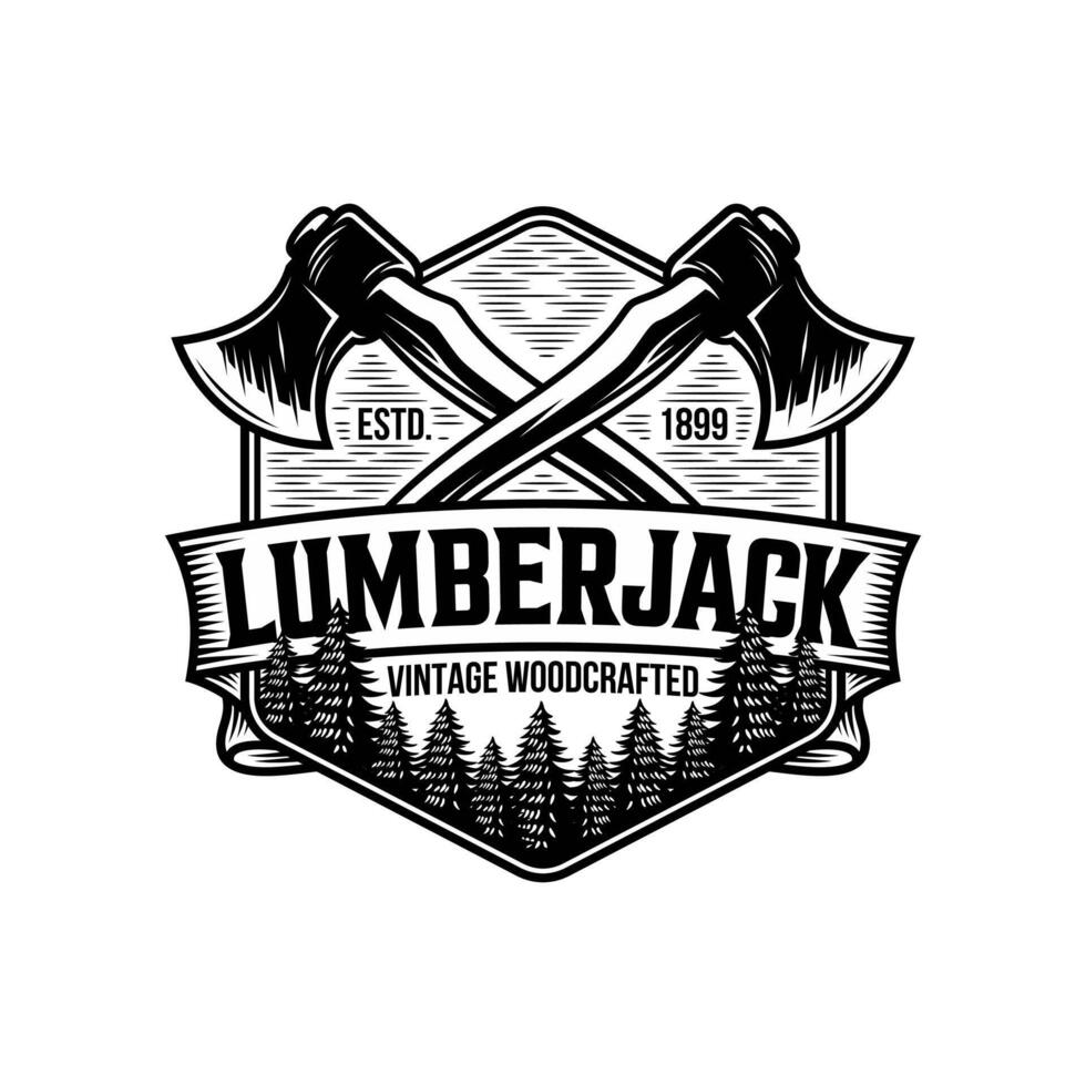 Vintage retro ax logo design. Logo for business, adventure, camping badge. vector