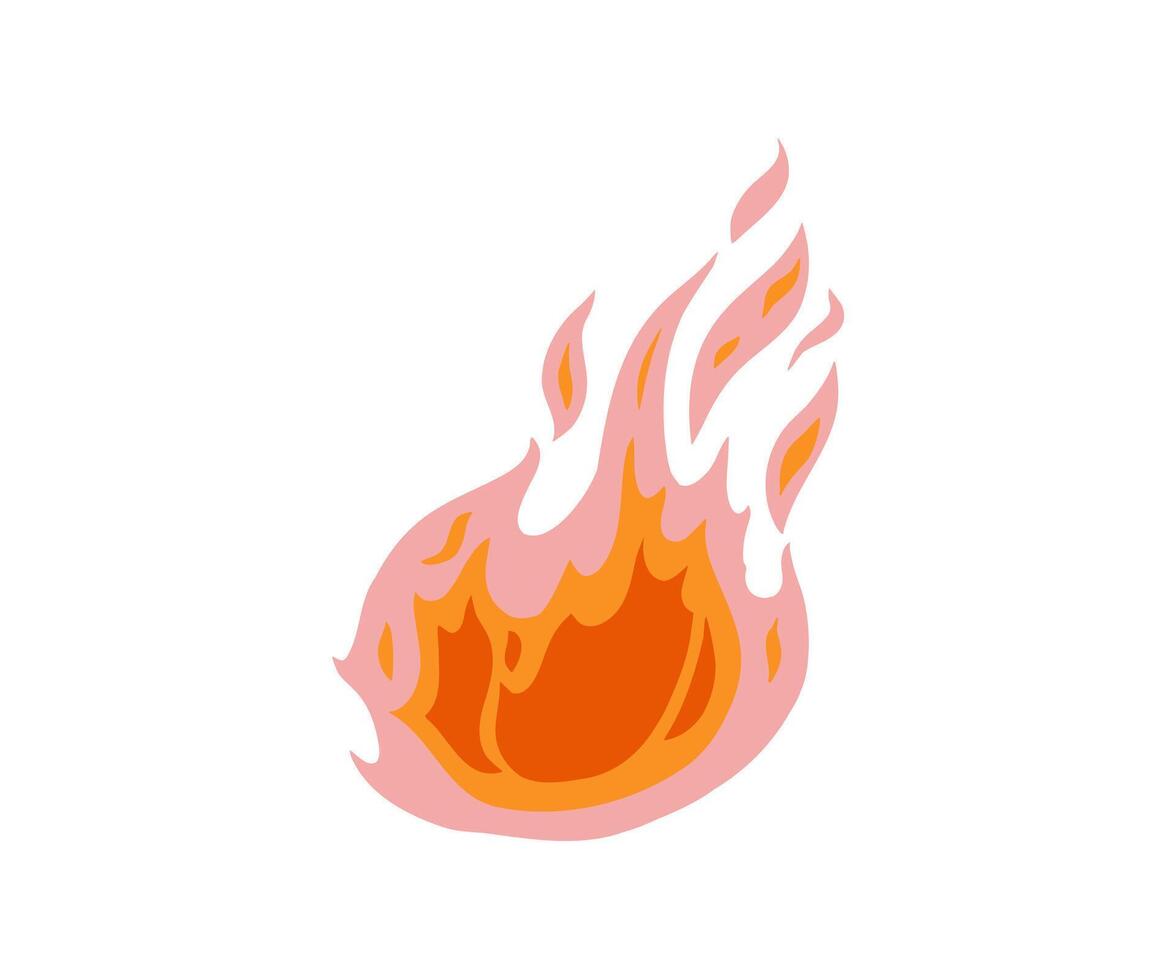 The fire is drawn in a flat style. Hand drawn illustration. vector