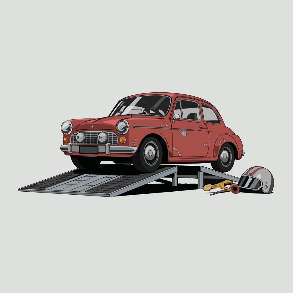 Red Compact Car illustration vector