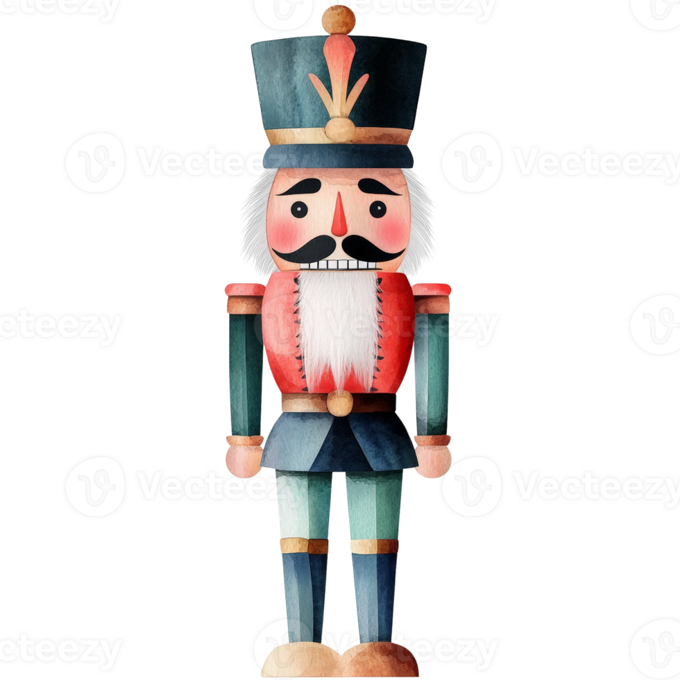 A Colorful Nutcracker Toy Stands Proudly in a Festive Pose, Bringing Holiday Cheer and Nostalgia to Every Viewer png