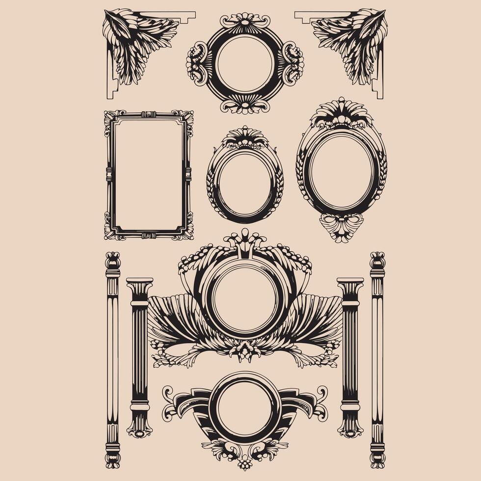 Floral and Geometric Decorative Frame Designs vector