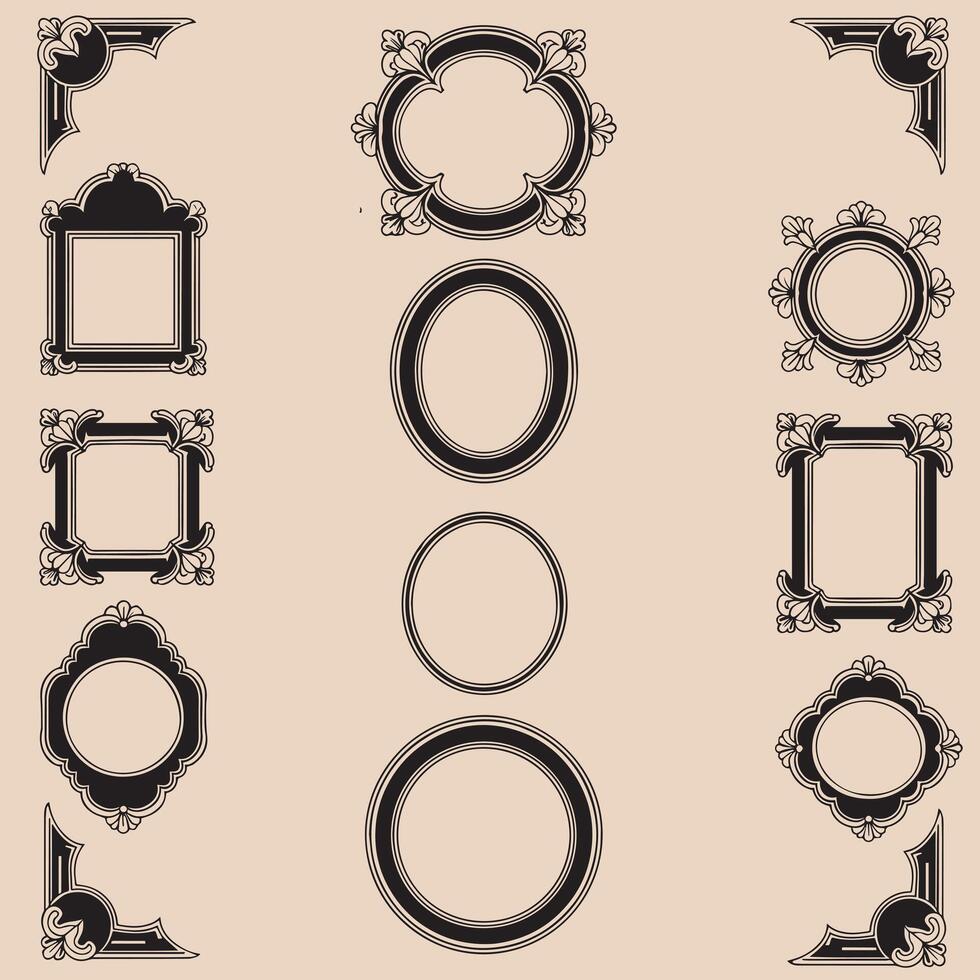 Intricate Decorative Frames and Floral Motifs vector