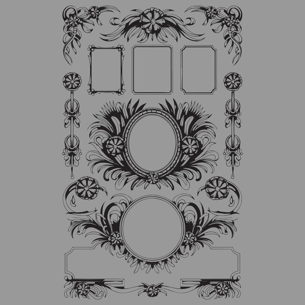 Detailed Floral and Frame Design Ornaments vector