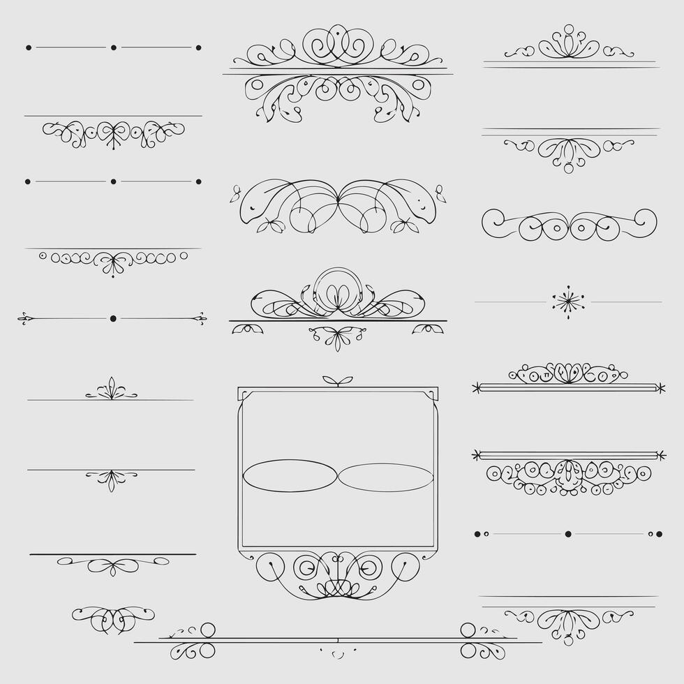 Floral and Geometric Motif Borders for Vintage Design Accents vector