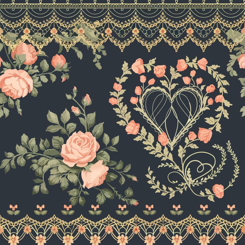 a collage of roses and heart vector