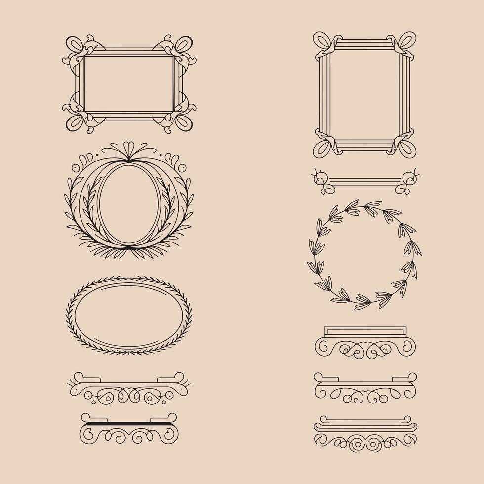 Classic Decorative Patterns and Ornate Frames vector