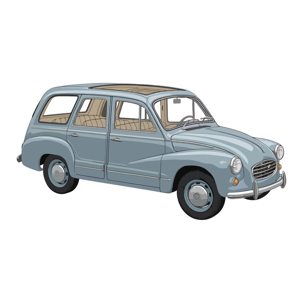 Old Blue Wagon Car illustration vector