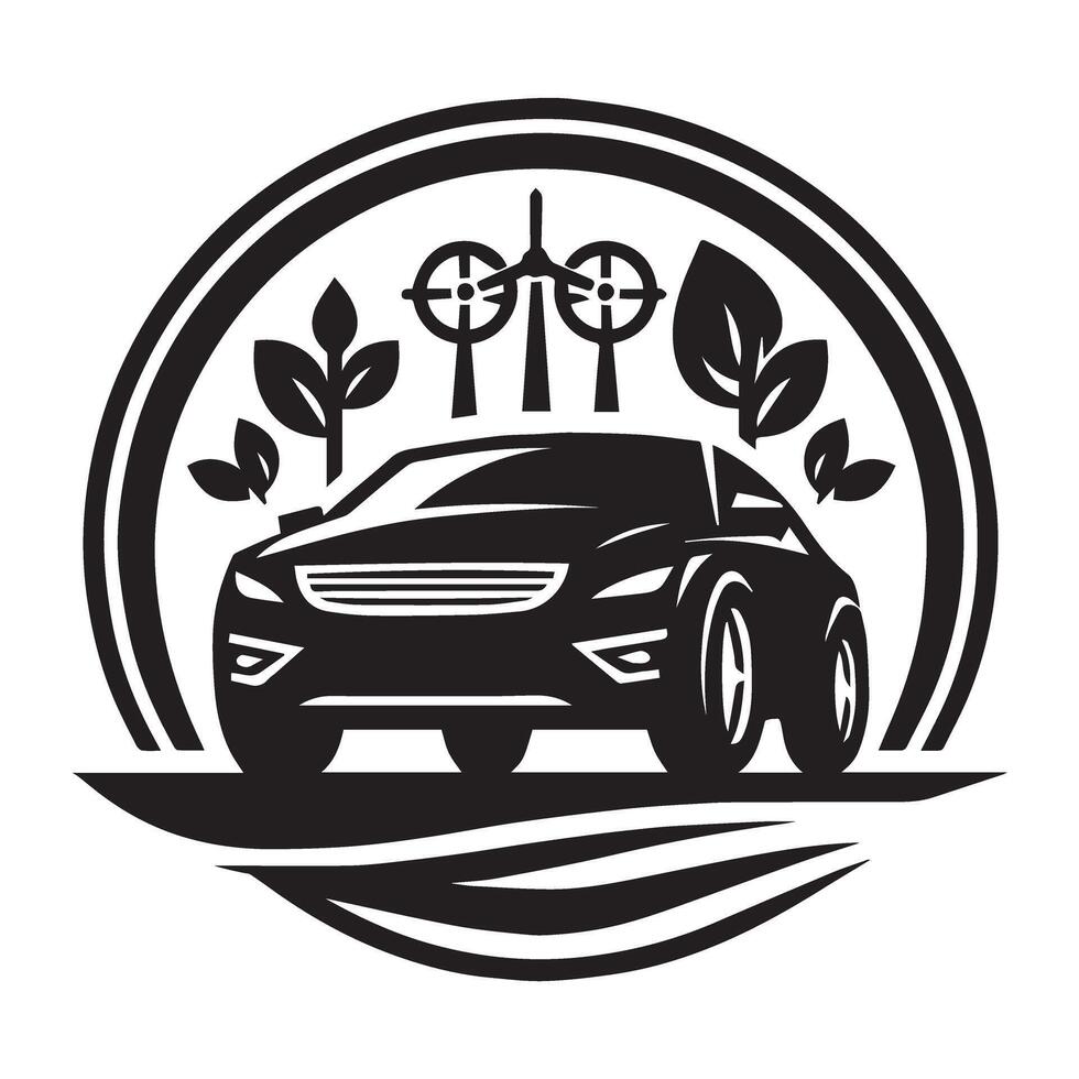A car black silhouette illustration art with isolated white background. vector