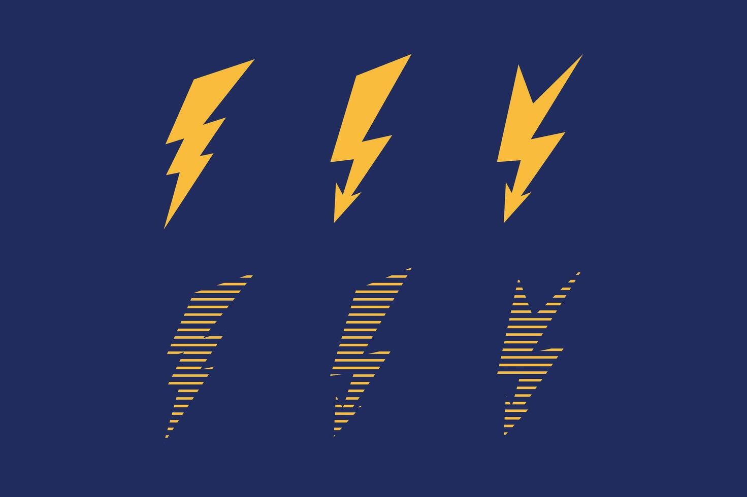 Lightning bolt lighting with yellow color set vector