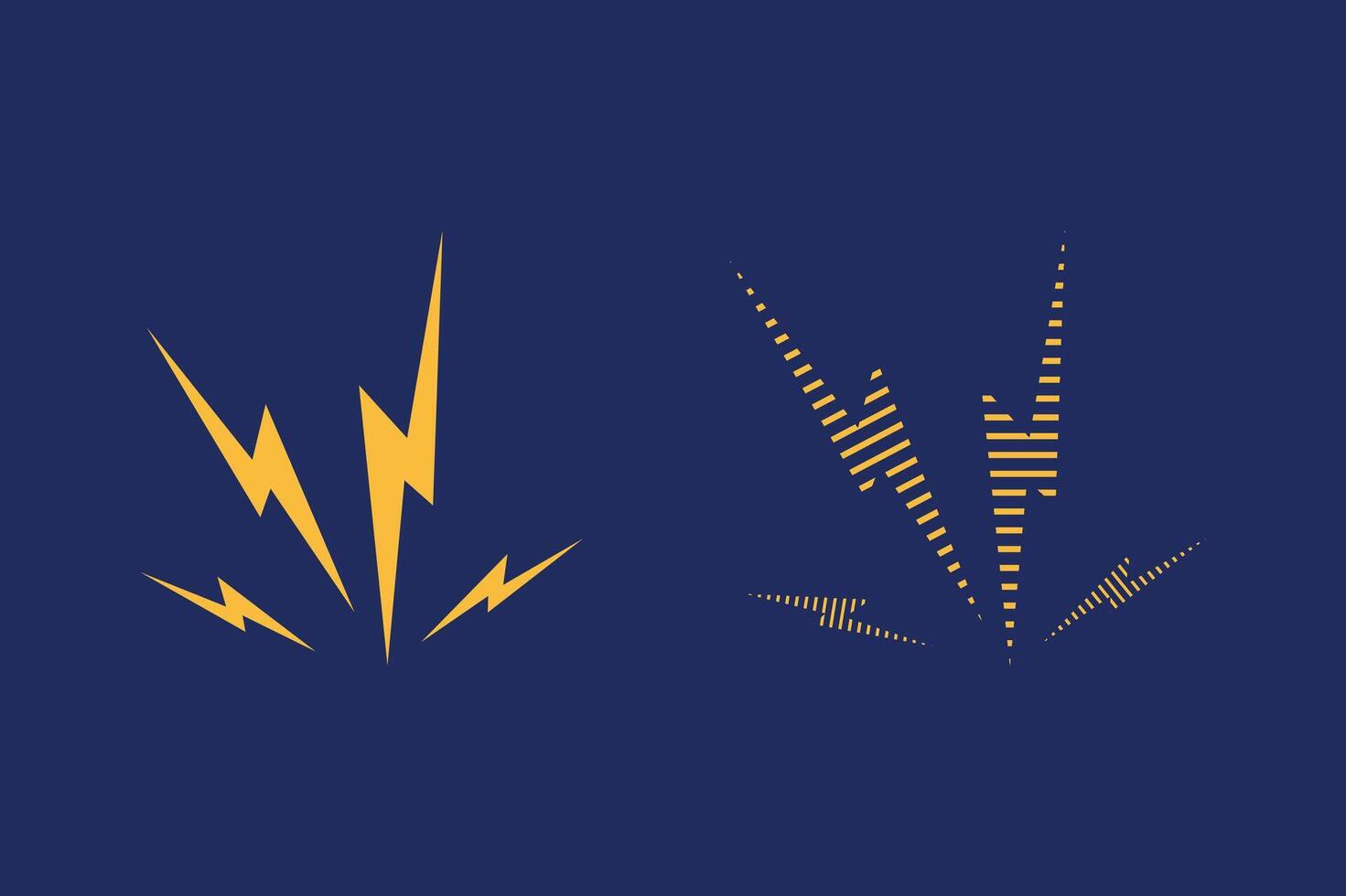 Thunder storm flash with navy background set vector