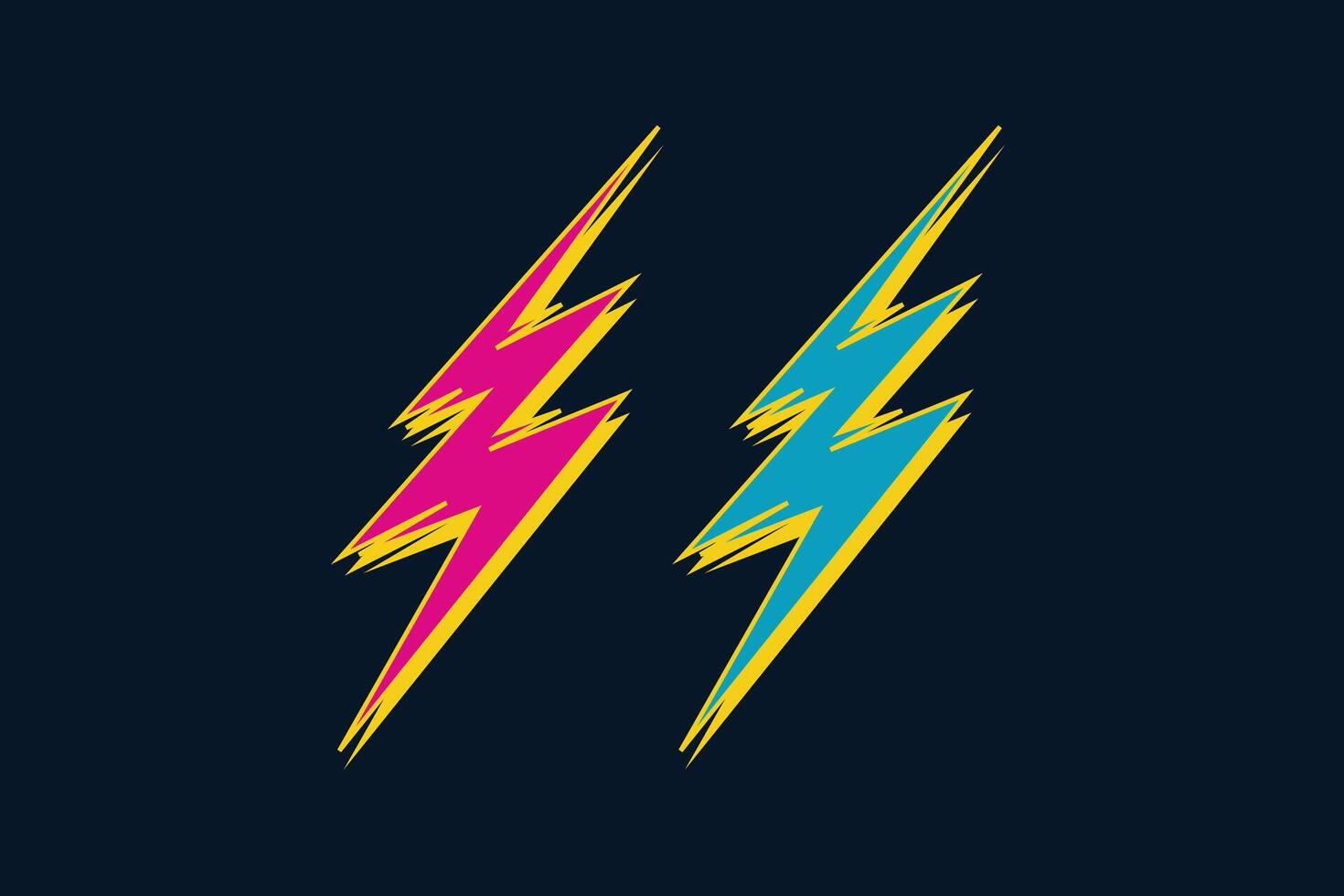 Thunder lightning flash bolt storm with yellow and blue color set vector
