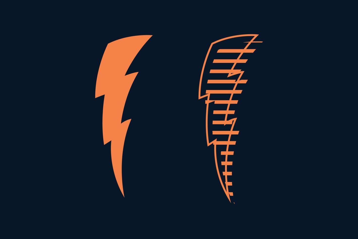Thunder lightning flash bolt storm with orange color set vector