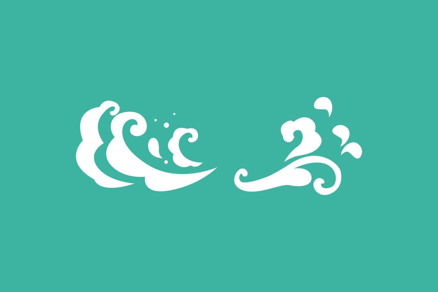 wave symbols splash with color green background vector