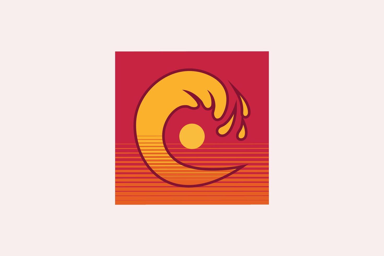 Wave symbols with red color background vector