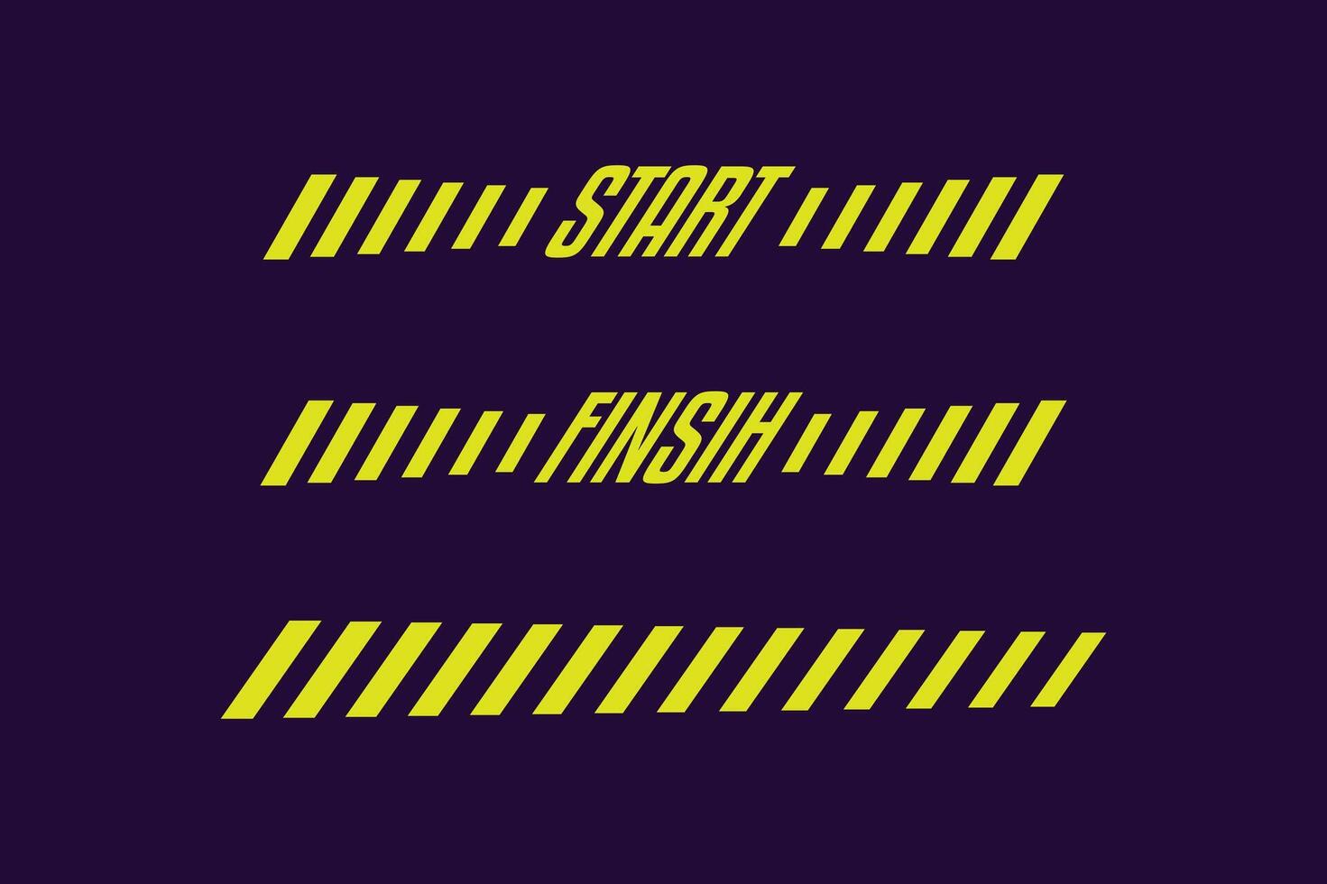 Racing stripe speed start finish set vector