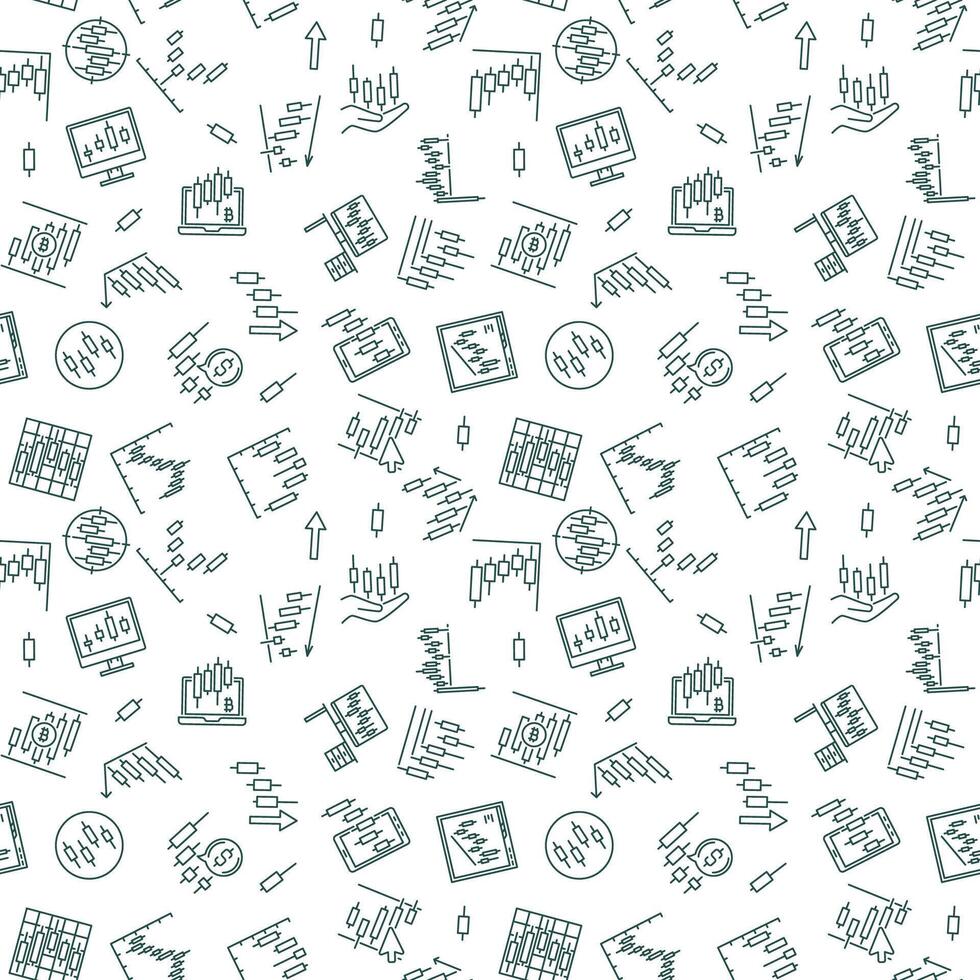 Crypto Trading and Technical Analysis linear seamless pattern vector