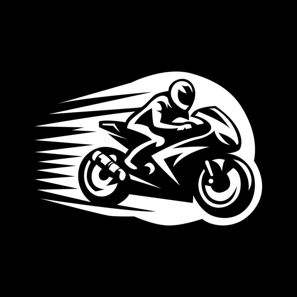 Motorcycle racing with fast logo design vector