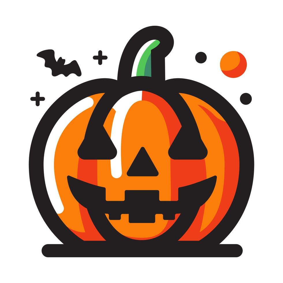 Halloween pumpkin with happy face on white background. vector