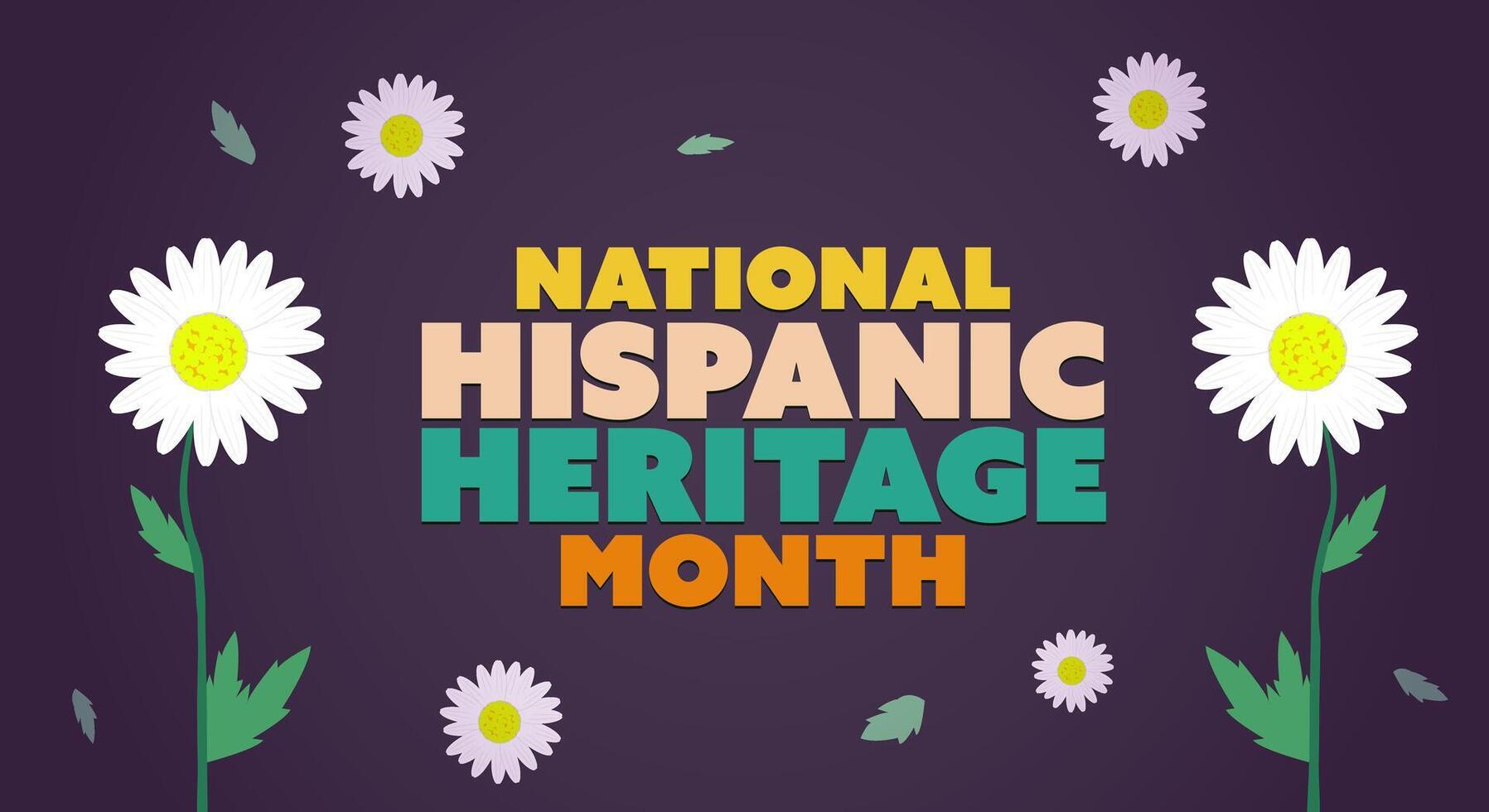 Hispanic heritage month. Abstract floral ornament background design, retro style with text vector